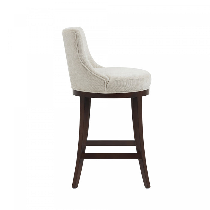 Lucia Modern Chenille Wood Upholstered Barstool in Natural - Set of 2