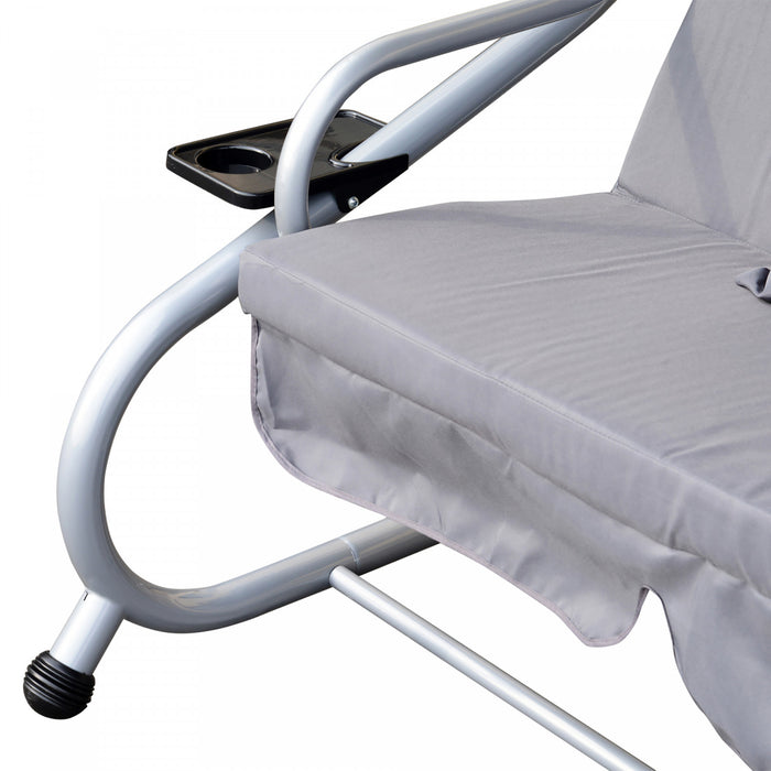 Outsunny 3-seat Outdoor Patio Swing Chair, Converting Flat Bed, Canopy Swing With Adjustable Shade, Removable Cushions, Cup Holder, Grey