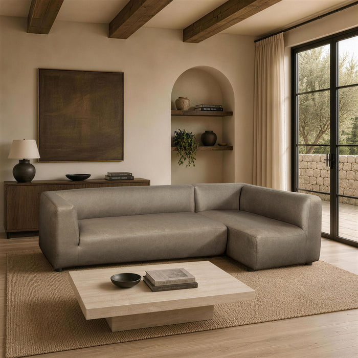 Lukas Contemporary Modern 118\" Right-Facing 2-Piece Sectional Sofa in Taupe