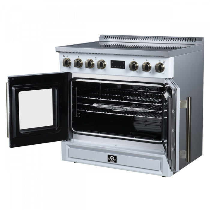 Forno Torino French Door 36 Inch White Induction Range, 5.36 cu.ft. - FFSIN0950-36WHT Electric Range