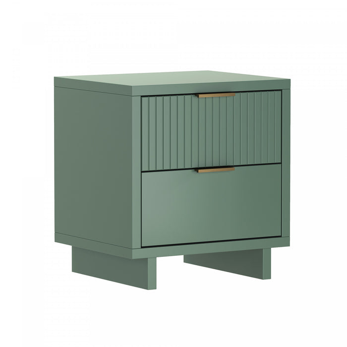 Elara Contemporary 18\" Solid Wood Nightstand in Sage Green (2-Drawer)