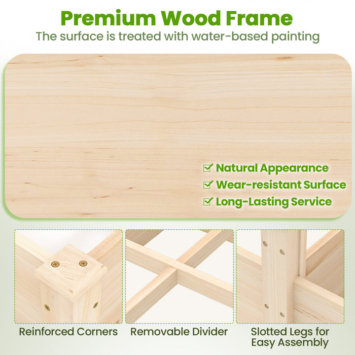Costway Wooden Raised Garden Bed, Elevated Patio Planter With 7 Planting Compartments For Flower