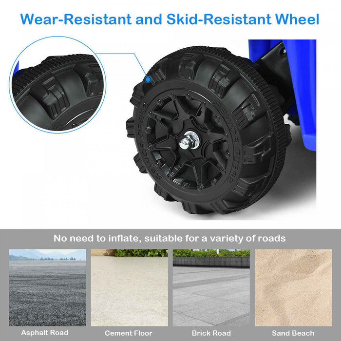 6v Battery Powered Kids Ride On Atv 4-wheeler Quad W/ Mp3 & Led Headlight Blue