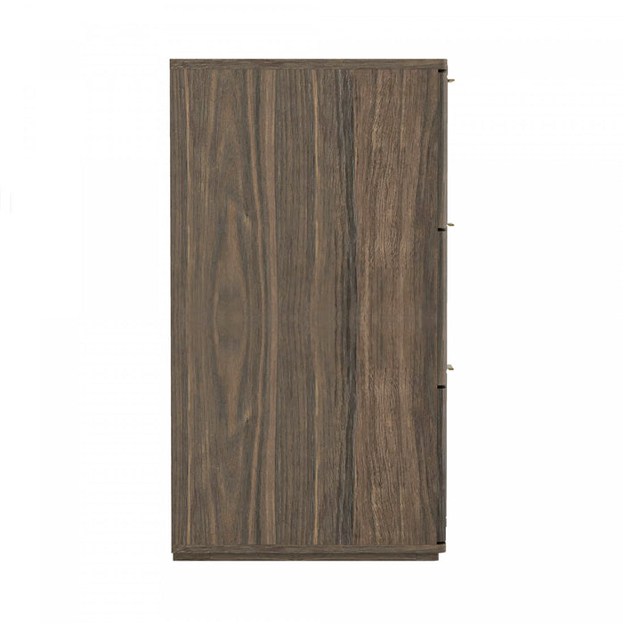 Clive Mid-Century Modern 72\" Dresser in Walnut Brown and Gold (6-Drawer)