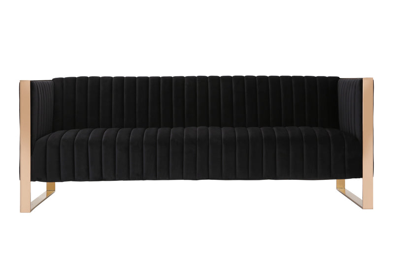 Trillium Mid-Century Modern 3-Piece Sofa Set in Black