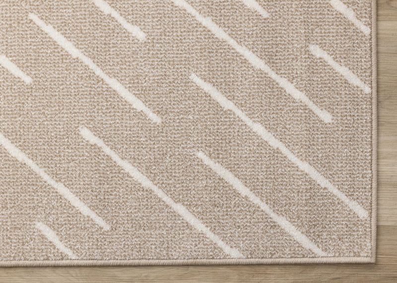 Covington Beige Cream Diagonal Rain Streaks Design Rug, 7'10\" x 10'6\" Indoor Area Rug
