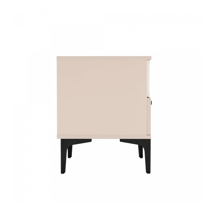 Amara Modern 20\" Nightstand in Pale Rose and White (1-Drawer) - Set of 2
