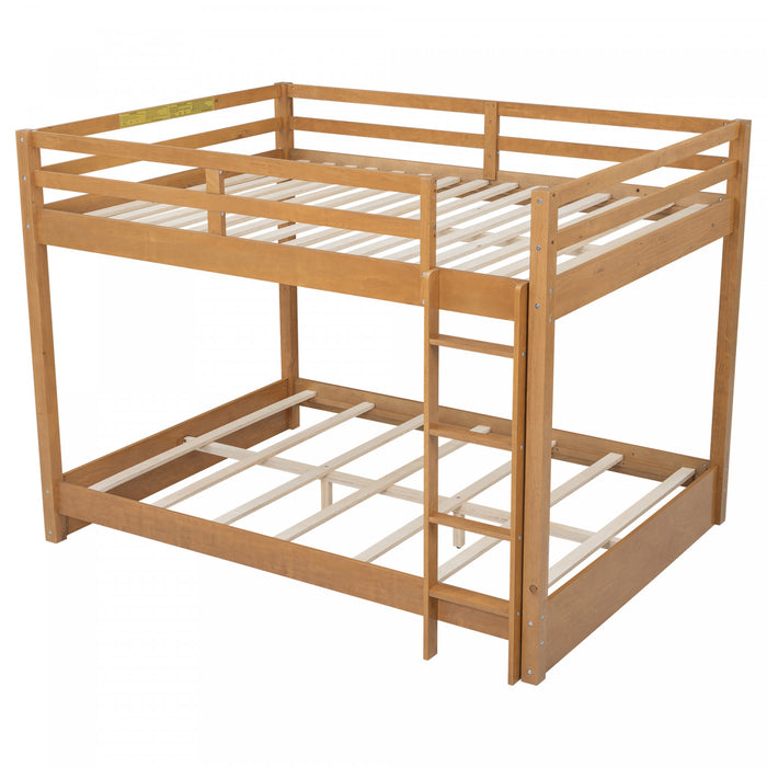 Ethan Solid Wood Queen Size Bunk Bed with Ladder, Sturdy & Space-Saving, Brown