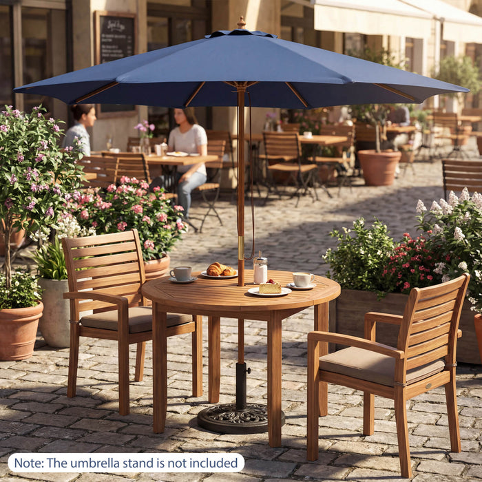 Costway 9 FT Patio Umbrella with Adjustable Height. Rope Pulley Lift. Vented Top for Beach Navy Blue