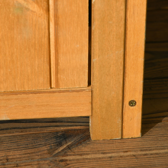 Outsunny 30\" X 21\" X 71\" Garden Storage Shed, Outdoor Storage Shed With 3 Tier Shelves, Workshop Yard Tool Utility Storage House Water-resistant All-weather Cover Spire Roof, Brown