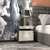 HOMCOM Nightstand, Side Table w/ LED Lights, for Bedroom Cement Grey