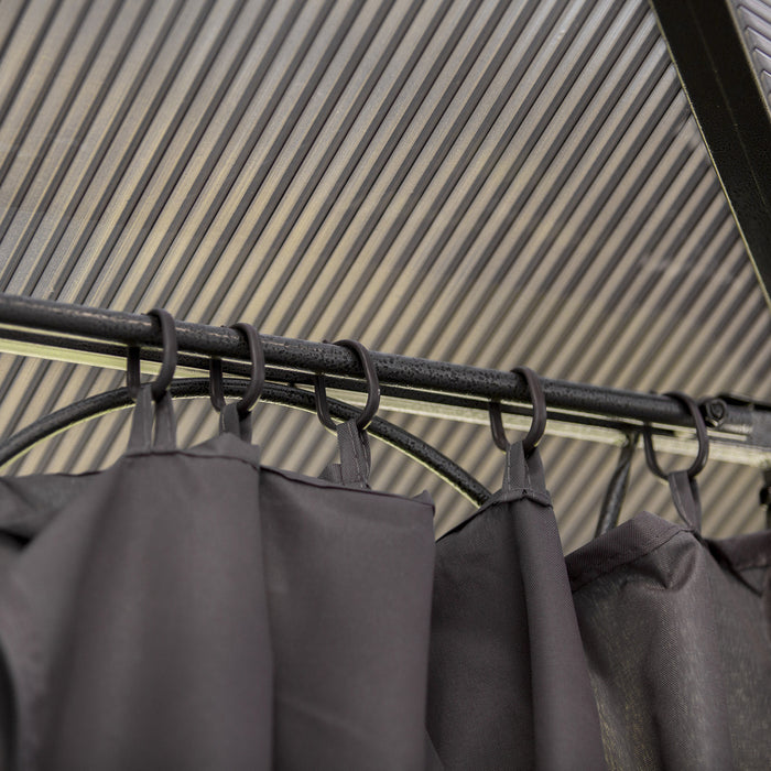 Outsunny 10' X 10' Polycarbonate Hardtop Gazebo Canopy Outdoor Patio Gazebo With Aluminum Frame & Curtains, Dark Grey