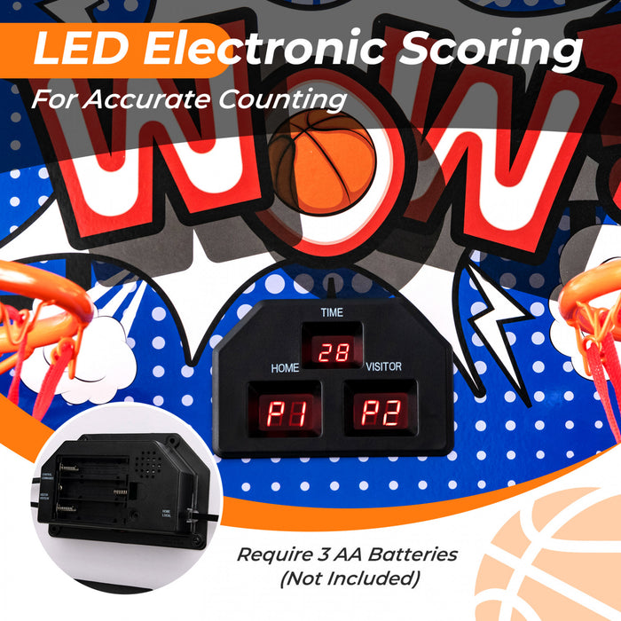 Costway Dual Shot Basketball Arcade Game With 8 Game Modes Electronic Scoring Blue