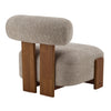 Luma Modern Boucle Lounge Chair with Rolled Backrest and Solid Wood Frame, Brown, Walnut | Luma Fauteuil de Salon Moderne en Bouclette a Dossier Enroule et Cadre en Bois Massif, Brun, Noyer