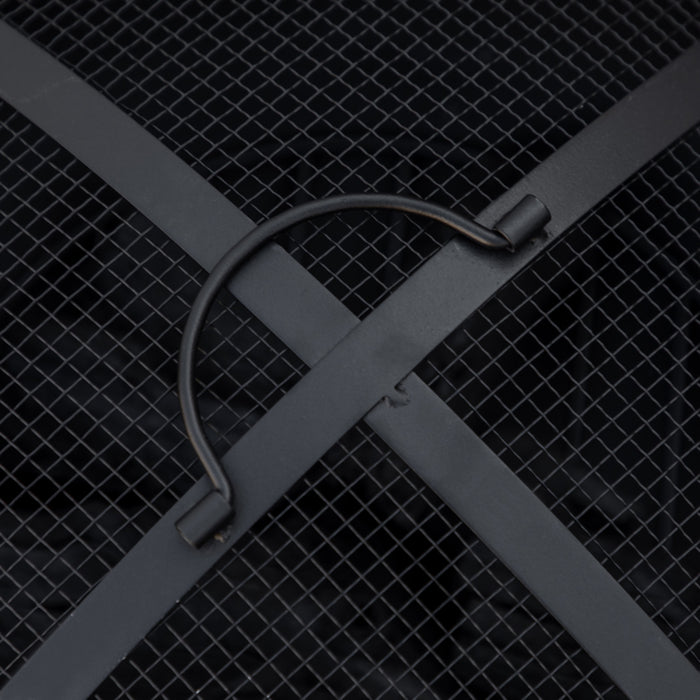 Outsunny 24\" Outdoor Fire Pit With Stone Effect, Wood-burning Firepit Fireplace With Spark Screen And Poker For Backyard Camping Bonfire, Gray