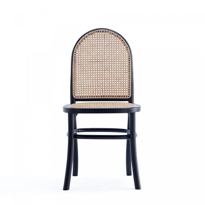 Paragon Industry Chic Cane Back Wood Upholstered Dining Chair in Black and Gray - Set of 4