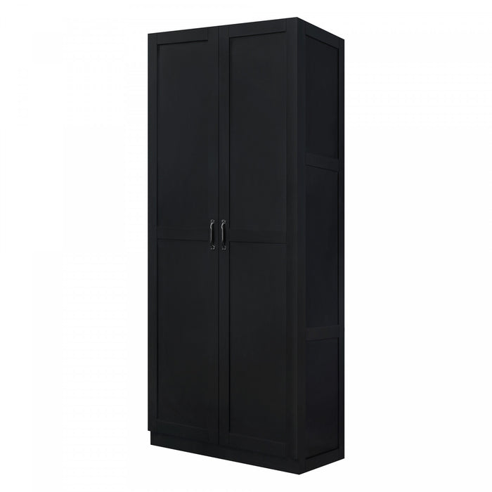 Hopkins Modern 2-Piece Wardrobe Closet in Black Armoire