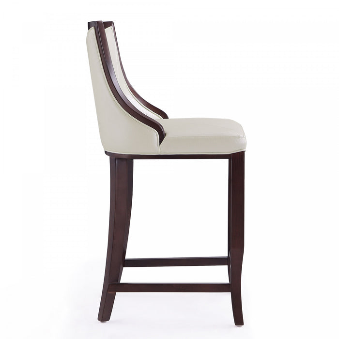 Emperor Traditional Wood Upholstered Barstool in Pearl White - Set of 3