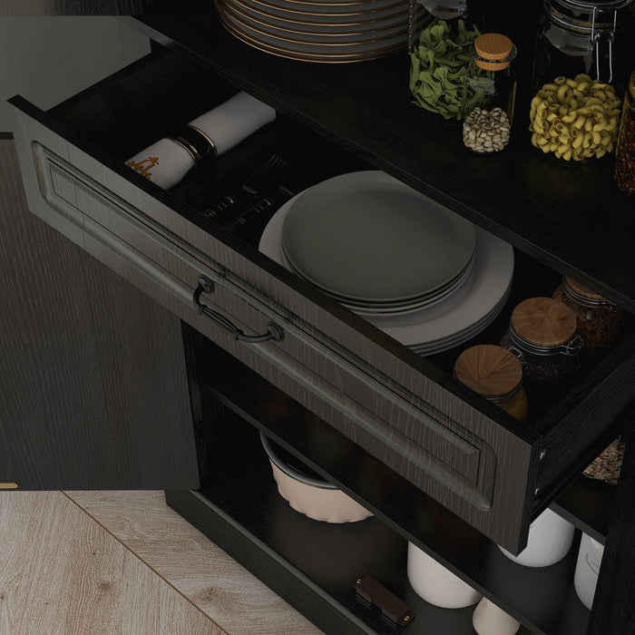 HOMCOM 71\" Freestanding Kitchen Pantry with 4 Doors and Cabinet, Black
