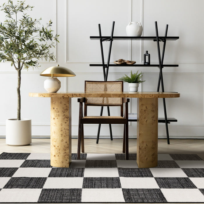 Covington Black White Checkered Pattern Rug, 6'7\" x 9'10\" Indoor Area Rug