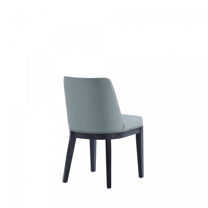 Gansevoort Modern Wood Vegan Leather Dining Chair in Pewter - Set of 4