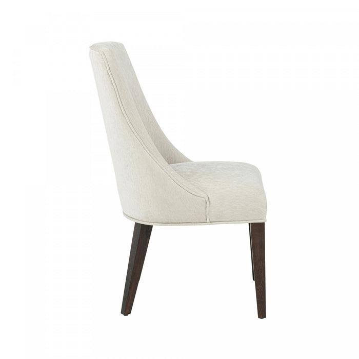 Beever Modern Chenille Wood Dining Chair in Cream - Set of 4