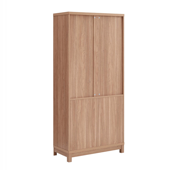 Jodie Mid-Century Modern 31\" Bookcase Cabinet in Maple (6-Shelf) - Set of 2