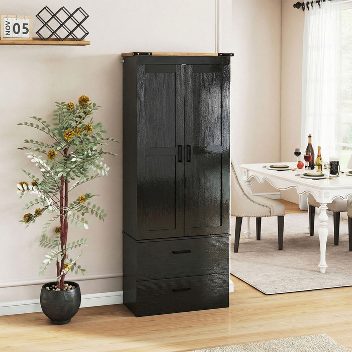 HOMCOM 67\" Tall Kitchen Pantry Cabinet with Adjustable Shelves, Black