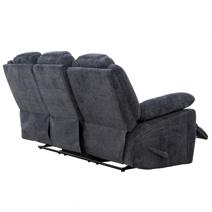 Renner 80 in. Upholstered Manual Reclining Sofa with Lever - Dark Grey