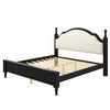Miles Queen Size Wood Platform Bed with Curved Upholstered Headboard, Black | Lit plateforme Miles en bois format Queen avec tete de lit rembourree incurvee, noir