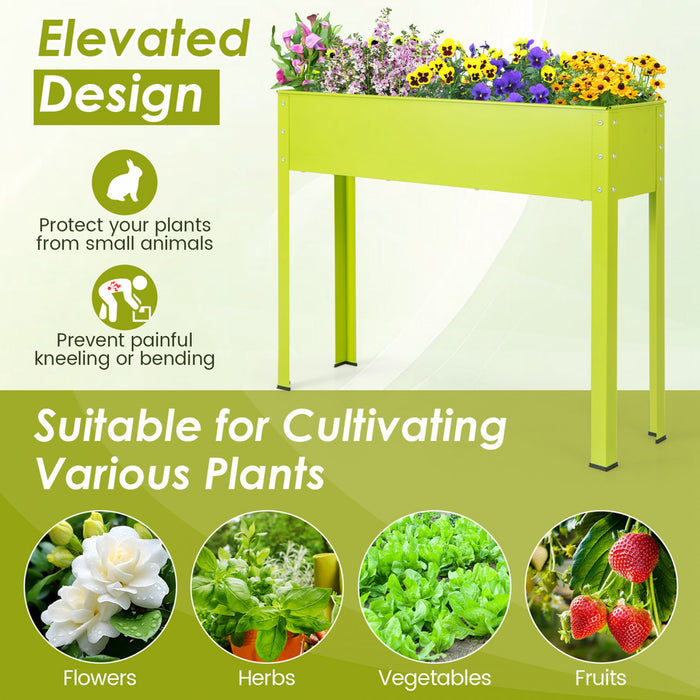Costway 40\" Raised Garden Bed With Legs Metal Elevated Planter Box Drainage Hole Backyard Green