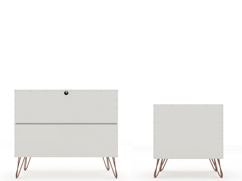 Rockefeller Mid-Century Modern 2-Piece Dresser Set in Off White