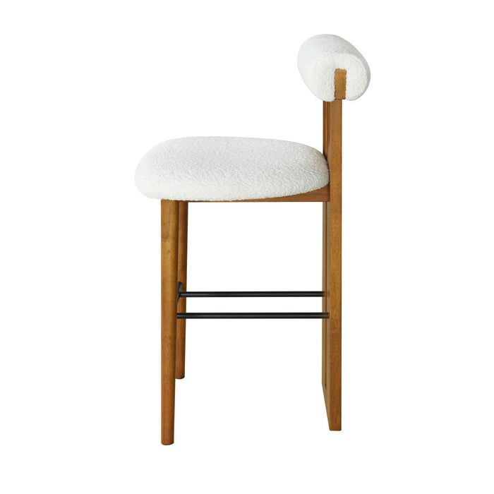 Sophia Indoor Modern Rubberwood Bar Stool Set of 2 with Supportive Backrest,White&Walnut
