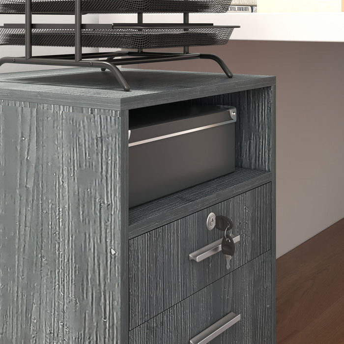 Vinsetto 2 Drawer Filing Cabinet with Lock for A4 Letter Size, Grey