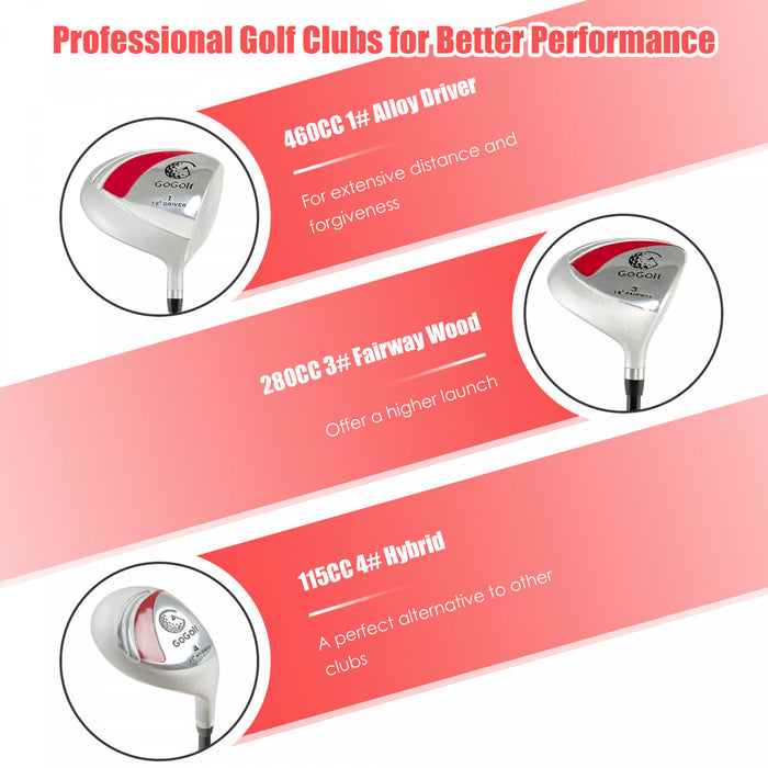 Ladies Womens Complete Golf Clubs Set 10 Pieces Includes Alloy Driver Red