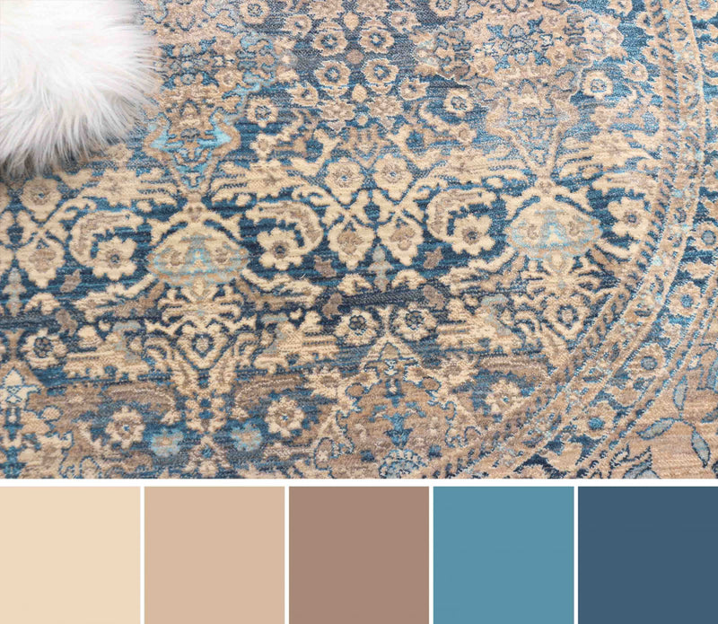 Ariana Traditional 5'0\" x 5'0\" Area Rug in Blue Indoor Area Rug