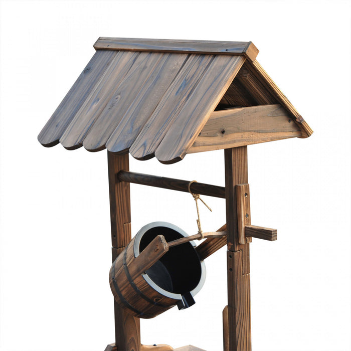 Outsunny Outdoor Wooden Waterfall Fountain With Electric Pump, Carbonized