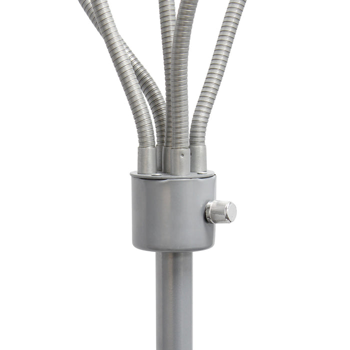 Skye 5 Light Adjustable Gooseneck Floor Lamp, Silver & White, 67\"H