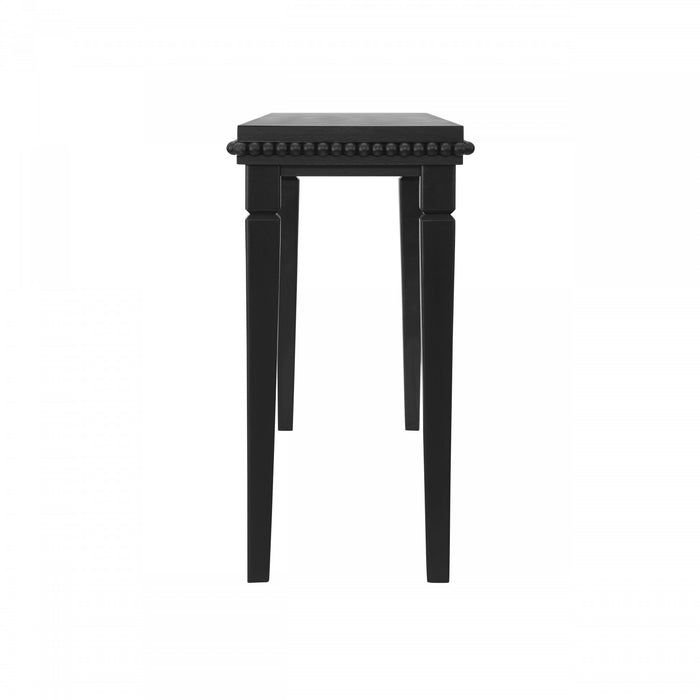 Martha 47.25\" Rustic Wood Sofa Table with Decorative Beaded Trim - Black