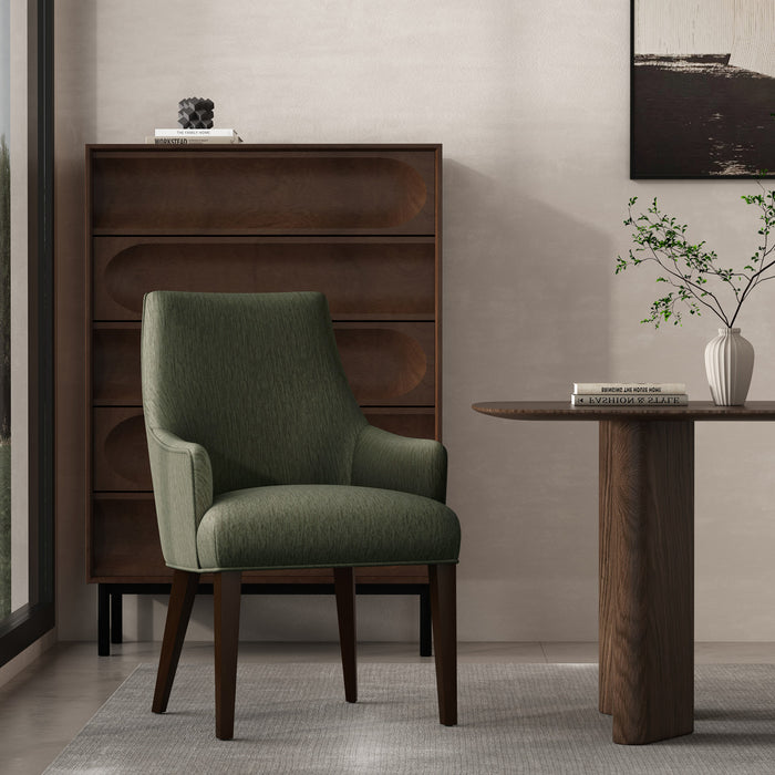 Beever Modern Chenille Wood Armchair in Forest Green