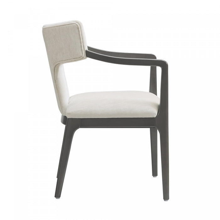 Eloria Mid-Century Modern Chenille Wood Armchair in Cream