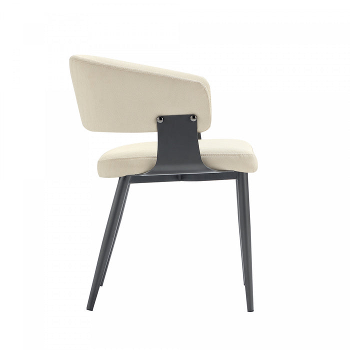 Luce Modern Textured Vegan Leather Metal Dining Chair in Sand - Set of 2