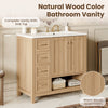Oakmere 36 Inch Single Sink Bathroom Vanity with Two Doors and Two Drawers, Natural Wood | Oakmere Meuble-Lavabo Simple 36 po avec Deux Portes et Deux Tiroirs, Bois Naturel