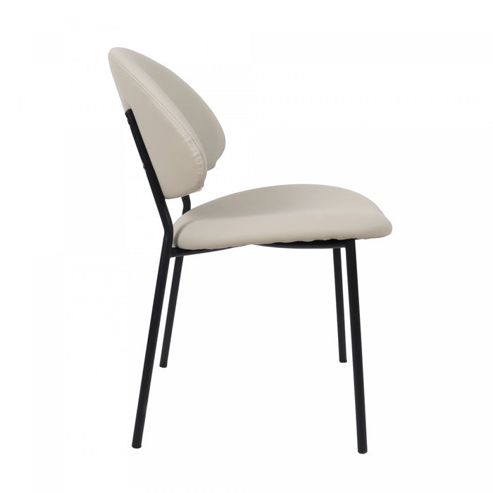Haven Contemporary Modern Vegan Leather Metal Side Chair in Stone Gray - Set of 4