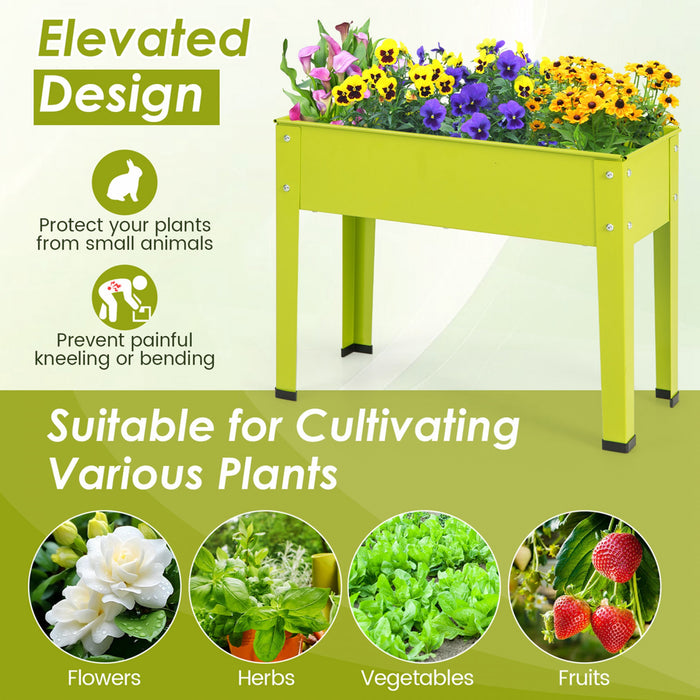 Costway 24\" Raised Garden Bed With Legs Metal Elevated Planter Box Drainage Hole Backyard Green