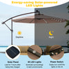 Costway 10 Ft Patio Solar LED Offset Umbrella 40 Lights Crank Cross Base Tan