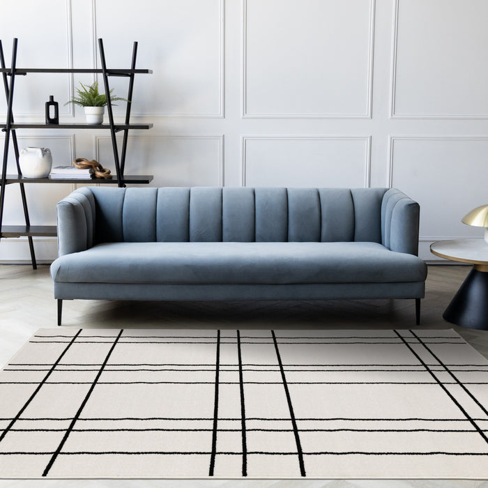 Covington Grey White Checkered Pattern Rug, 7'10\" x 10'6\" Indoor Area Rug