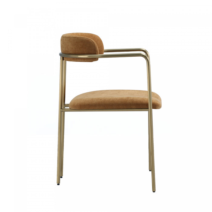 Serene Mid-Century Modern Metal Upholstered Dining Chair in Turmeric