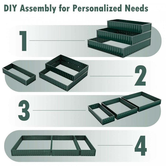 Costway 1 Pcs 3-tier Raised Garden Bed,47\" X 47\" X 24\" Metal Outdoor Elevated Planter Box Green