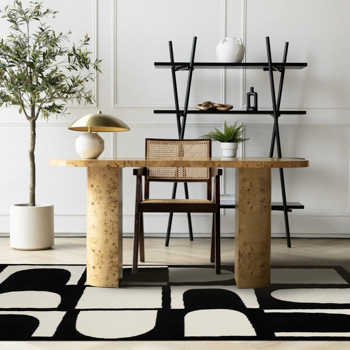 Florence Black White Dynamic Geometric Design, 7'9\" x 10'6\" Indoor Area Rug